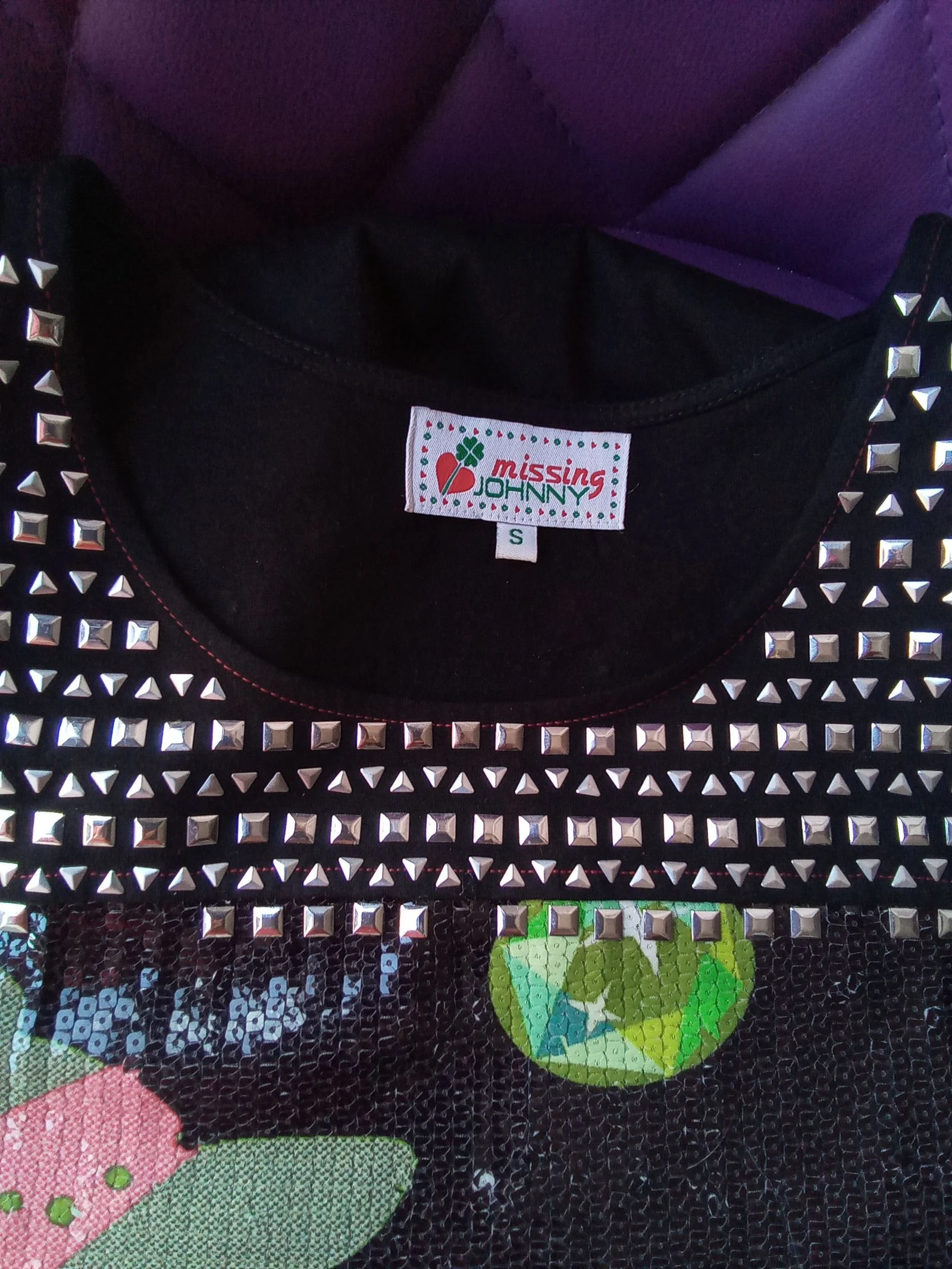 Meerkleurige jurk met pailletten en studs – photo 8